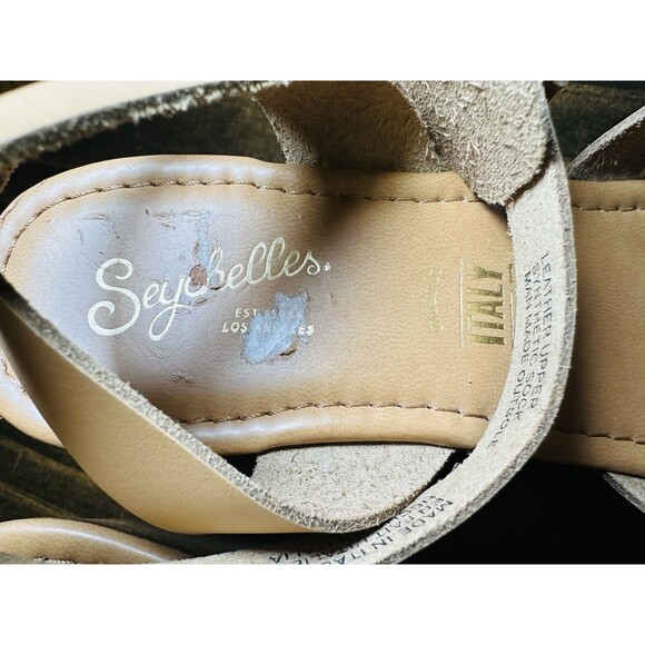 Seychelles Tan High Low Vacchetta Leather Platform Wedge Sandals Women's 8.5‎ - Picture 10 of 14